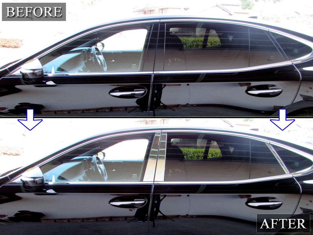 BRIGHTZ Finish Stainless Steel Pillar Panels for and GVF55 Visor Ultra-Mirror (8-Piece Set) LS500h, GVF50, (No Required) [PIL-SIL-408] (Part Number