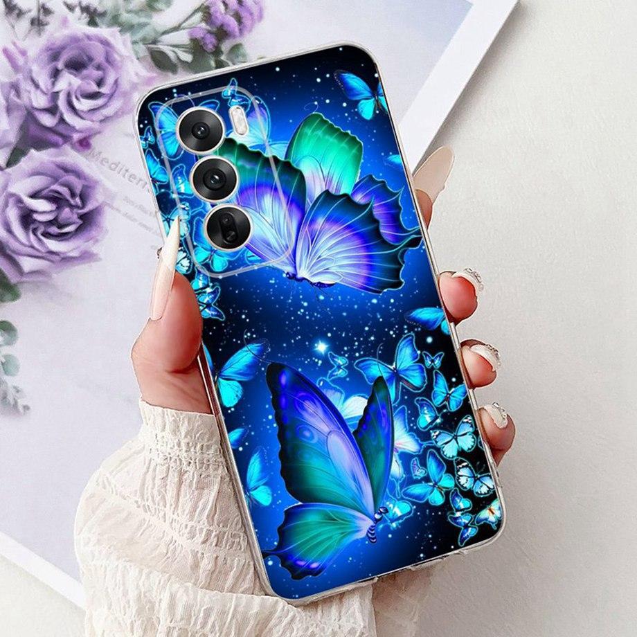 Soft Clear Silicone Back Cover For Oppo Reno12 Pro CPH2629 Phone Case Marble Butterfly Capa For Reno 12 12Pro 5G CPH2625 Capa