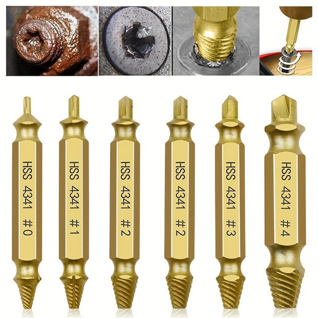 6pcs Damaged Screw Extractor Speed Drill Bit Extractor Drill Set - Easily Remove BrokenStripped Screw & Bolt - for DlY & Professionals - Suitable for
