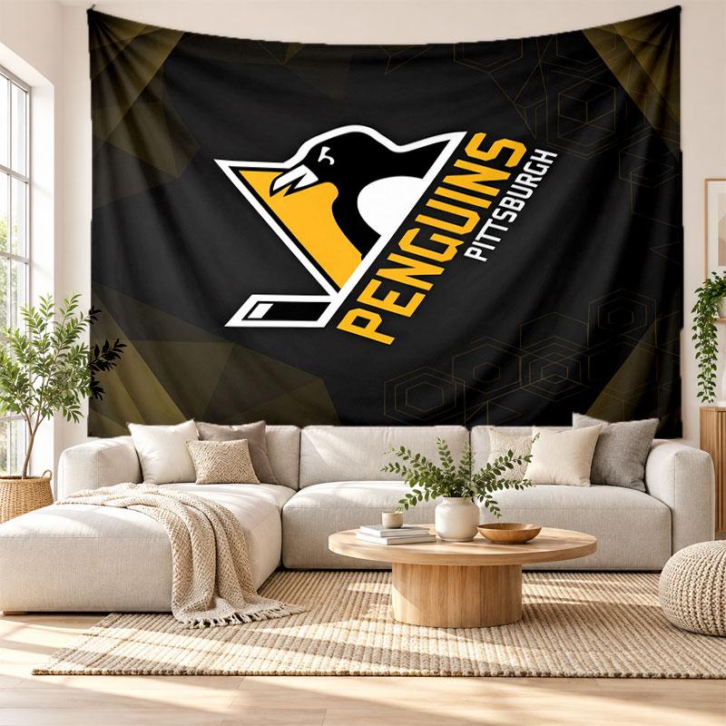 Pittsburgh Penguins Wall Tapestry, Soft Fabric Wall Hanging, Decorative Backdrop For Bedroom Home Wall Art