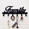 Iron Wall-Mounted Key Holder with 5 Hooks – Metal Art with Family Pattern for Living Room & Home Decoration, Stylish Wall Rack
