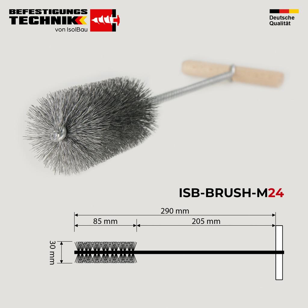 IsolBau Steel Ramrod with Handle Stahldrahtbürste 24mm