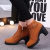 Fashion Winter 2024 New High Heeled Women Boots Cross Straps Short Boots Comfortable Waterproof Boots Warm Plus Size 42 Botas Femininas