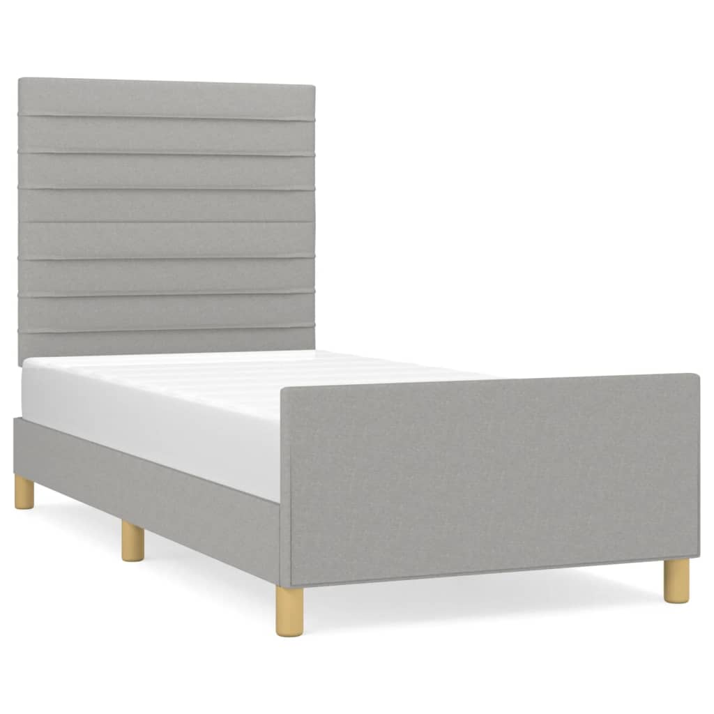 Bed Frame without Mattress Light Grey 90x190 cm Fabric