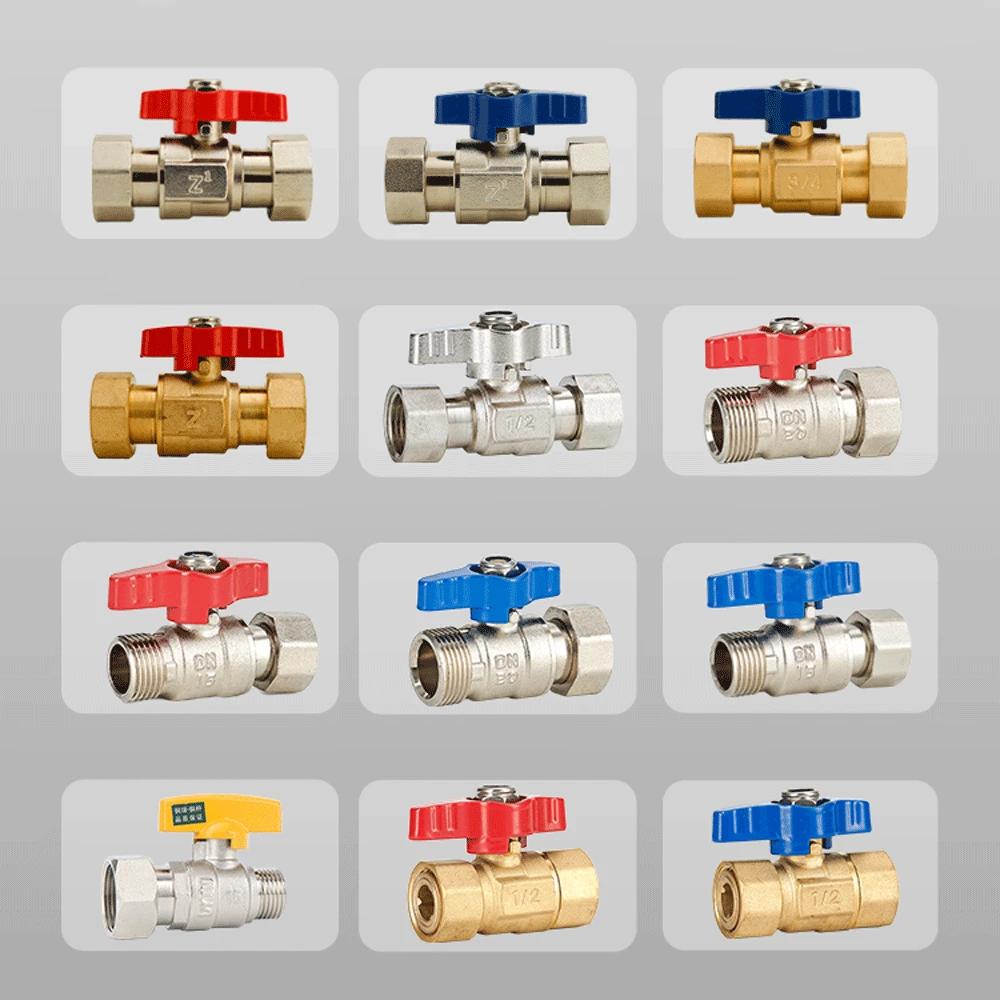 Union Ball Valve 1/2" -3/4" Brass Double Female and Male Thread Valve Water Pipe Switch Gas Straight To Tap Water