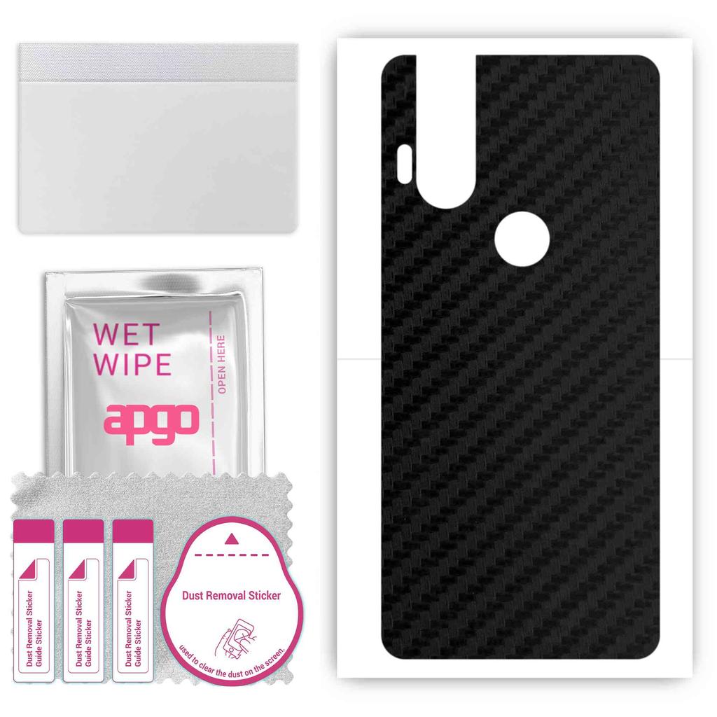 apgo Protective Skin Sticker for the back compatible with Motorola One Hyper, Wrap Film, Foil, Vinyl - Pattern Carbon Black