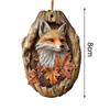 Fox Christmas Ornament 2D Acrylic Forest Animal Hanging Decoration Fox In Tree Hole Holiday Ornament for Xmas Tree Animal Lovers