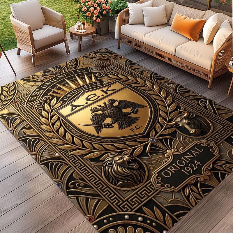 AEK Athens FC Print Rug, Washable Floor Carpet, For Entryway Dorm Laundry Room Office Study, Home Decor Birthday Christmas Gift