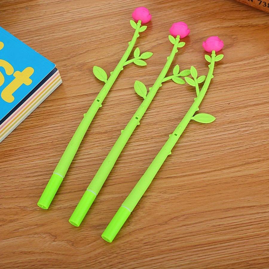 10pcs 0.5mm Creative Stationery Small Fresh Flower Shape Gel Pen Cute Cartoon Rose Office Learning Water-based Signature Pen