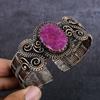 Kashmir Red Ruby(Simulated) Gemstone Handmade Copper Wire Wrap Cuff Bangle Adjustable J4a26