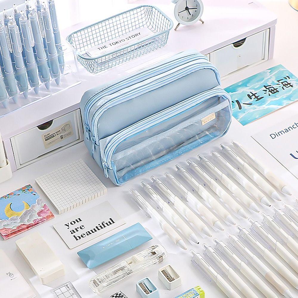 Multilayers Pencil Case Staircase Style Stationery Storage Pouch Pen Bag  Office School Supplies