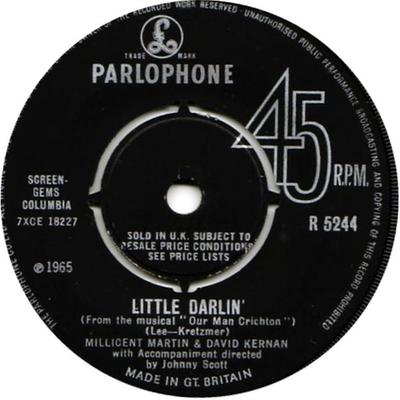 7-дюймовая пластинка MILLICENT MARTIN Little Darlin R5244 Parlophone 1965 UK Поп Б/у