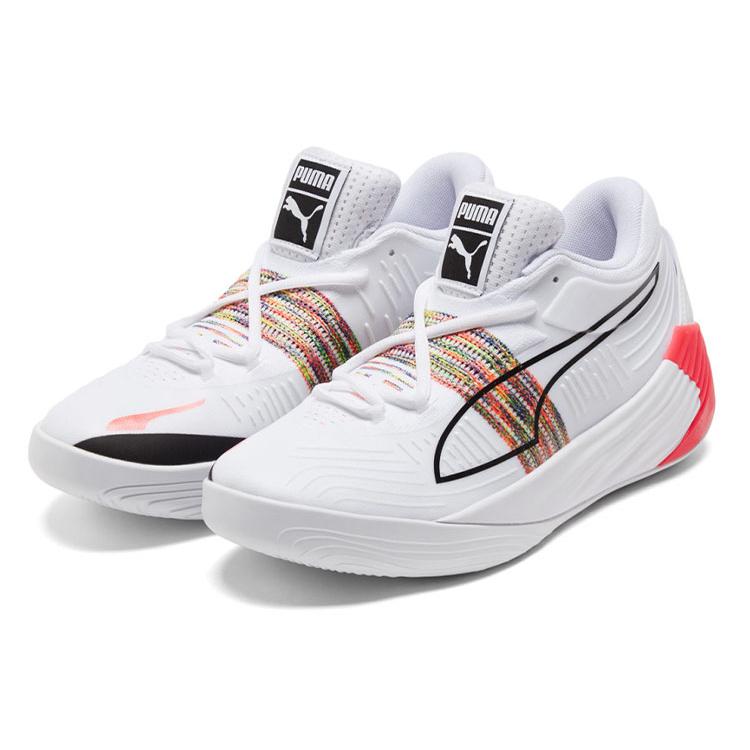 Puma Fusion Nitro Spectra 'Белый Солнечный Всплеск' (унисекс) Белые / Солнечный оранжевый Баскетбольные кроссовки 195684 01