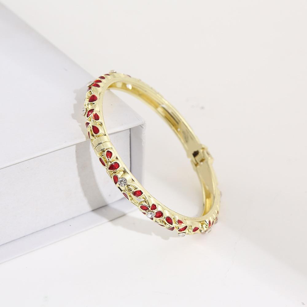 Colorful Enamel Bangle Vintage Flower Enamel Bangle Cloisonne Bracelet Party Jewelry