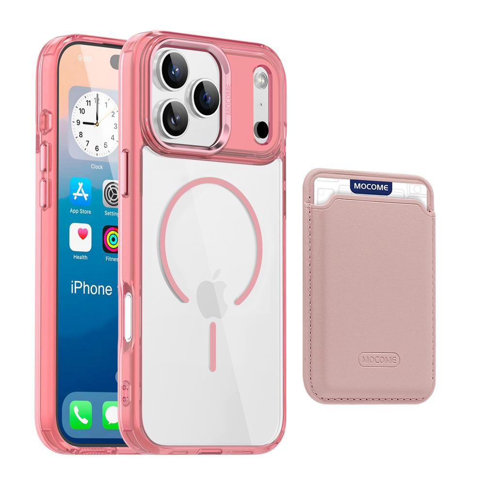 KEYSION Магнитный PU держатель для карт Сумка Чехол для телефона для MagSafe для iPhone 17 Pro Max 17 Air Прозрачная ТПУ+ПК Противоударная задняя крышка