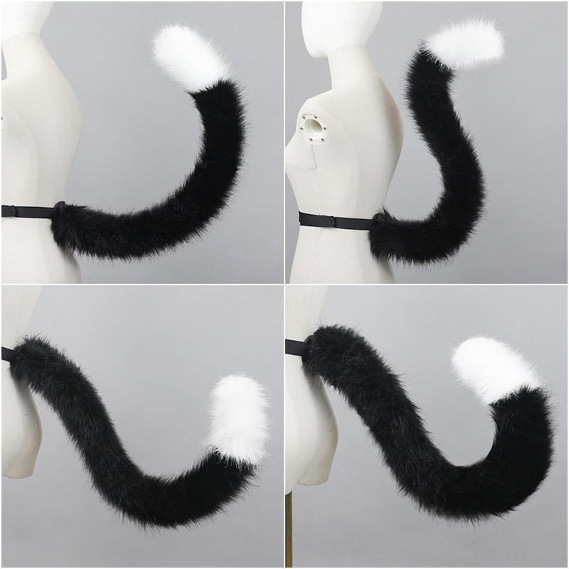 Cow Cat Ear Headband Tail Set Cosplay Anime Convention Adult Size