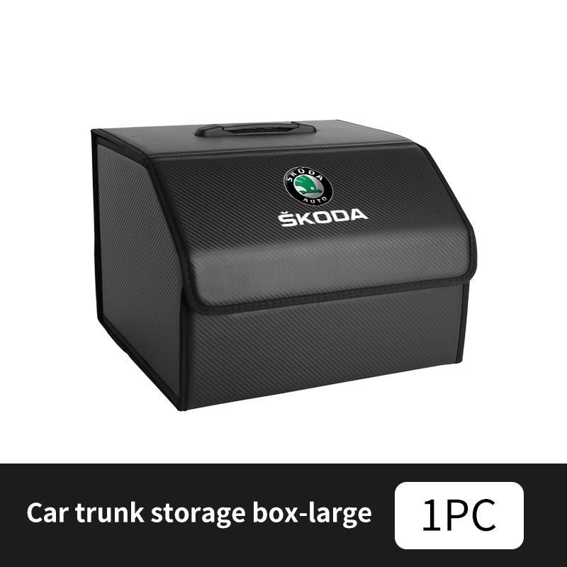 PDYW4 For Skoda Leather Car Trunk Storage Box Multifunctional Tool Organizer Bag Kodiaq Fabia Kamiq Karoq Octavia 2 3 Rapid Scala