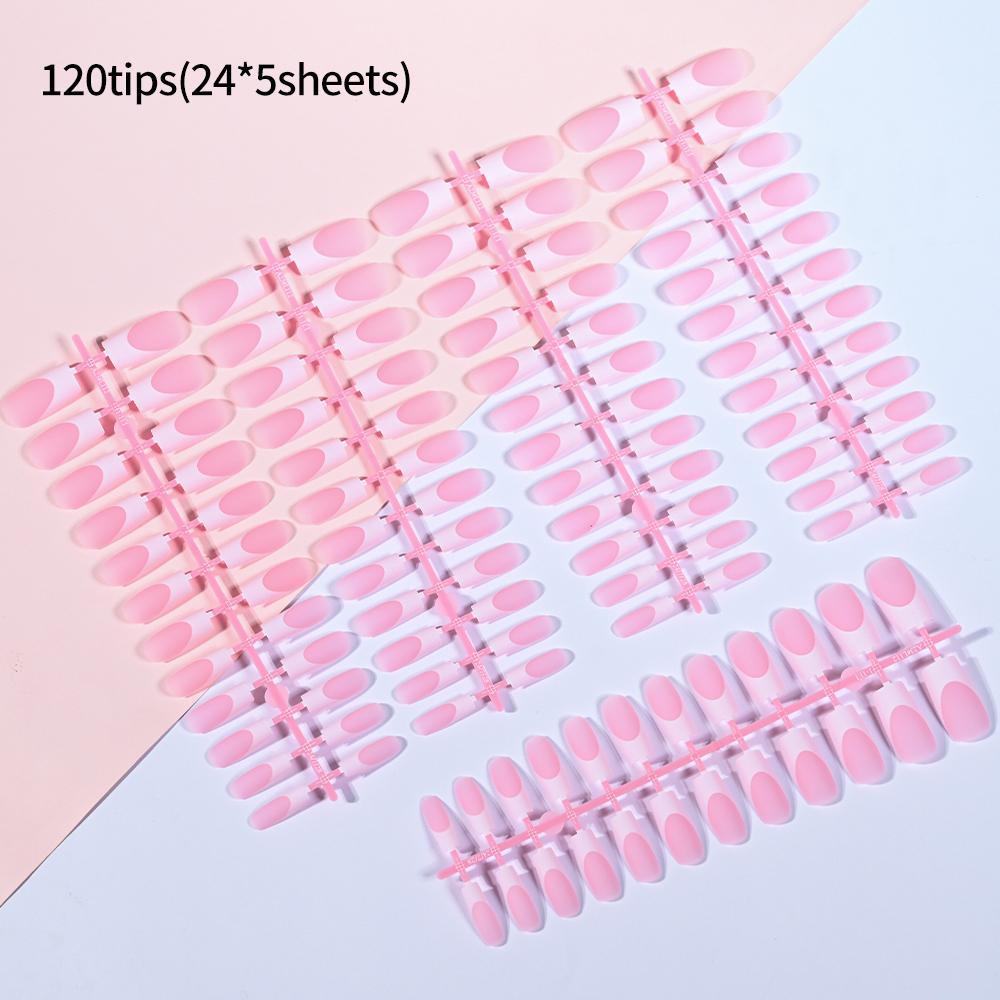 120/150pcs Medium-Square Pink &White French False Nail Tips Matte Pink Nude Press on Nails Full Cover Artificial Fake Nail Tips