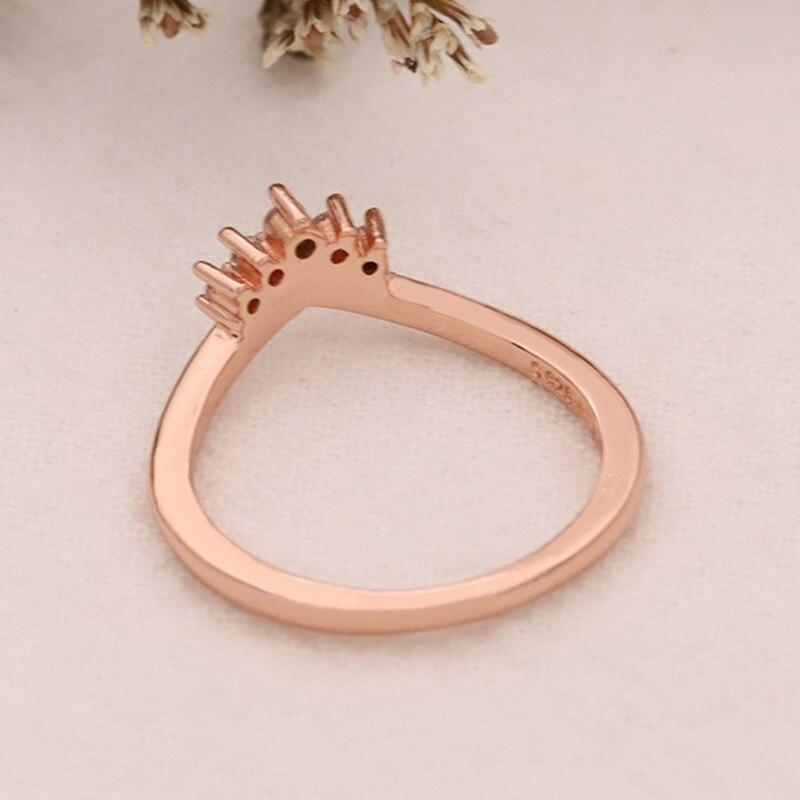 Кольцо из стерлингового серебра 925 пробы, розовое золото, дуговое кольцо для женщин, подарок на свадьбу, модные украшения