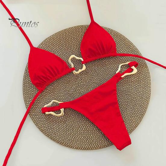 2 шт./комплект женский бикини комплект сексуальный однотонный бюстгальтер на шее с высокой талией плавки комплект раздельный пляжный купальник