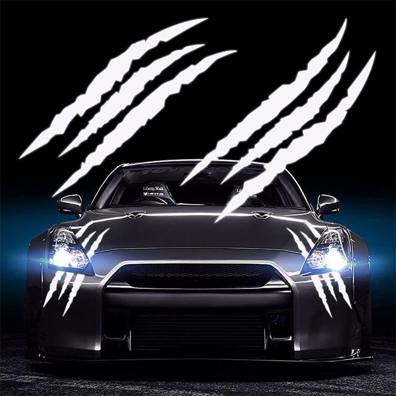 Наклейка на автомобиль Ghost Claw Виниловая наклейка на капот автомобиля Креативная модификация Светоотражающая наклейка Царапины дьявольской лапы Декоративные наклейки для автомобиля
