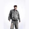 STREETRICH Men's Spring New Niche Short Style Denim Jackets Long Sleeve Hole Personality Denim Coat Single Breasted Motorcycle Clothes