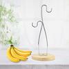 Metal Banana Holder with Wooden Base Strong Load-bearing High Stability Easy Assembly Banana Stand Holder