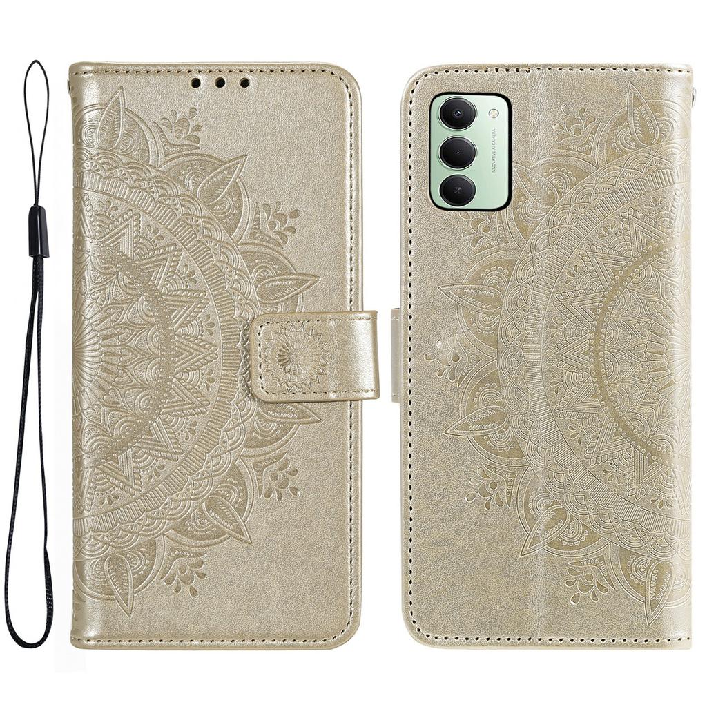 For Xiaomi Redmi 15 5G (EU) (171mm)/4G (EU) (171mm) Stand Case Imprinted Totem PU Leather Wallet Phone Cover with Wrist Strap