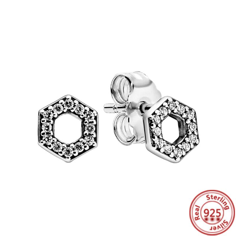 925 стерлингового серебра Шарм Двойной обруч Вечные Серьги Сердце Женская мода Подвеска Сверкающий Паве Серьги-гвоздики Подарки