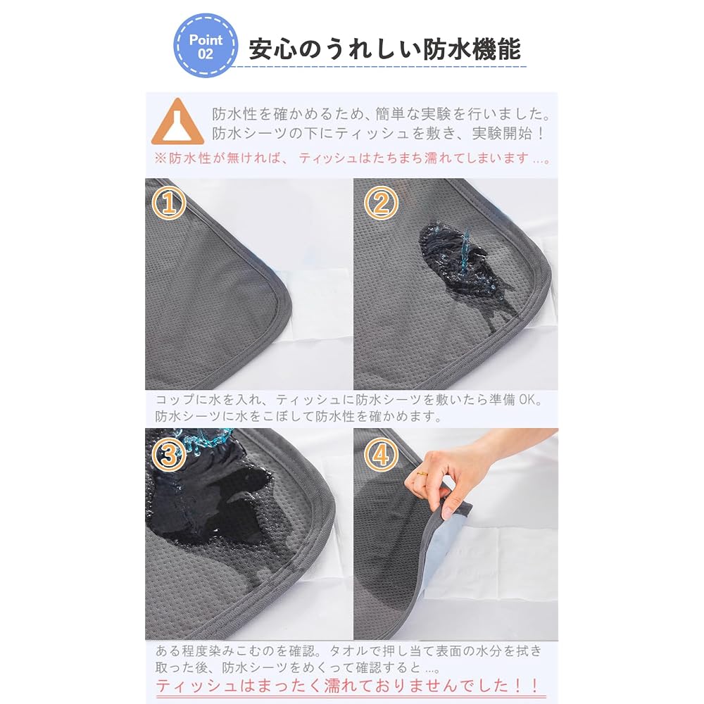 Charcoal gray waterproof double-layer incontinence pad, 140x205cm, washable, with elastic corners,