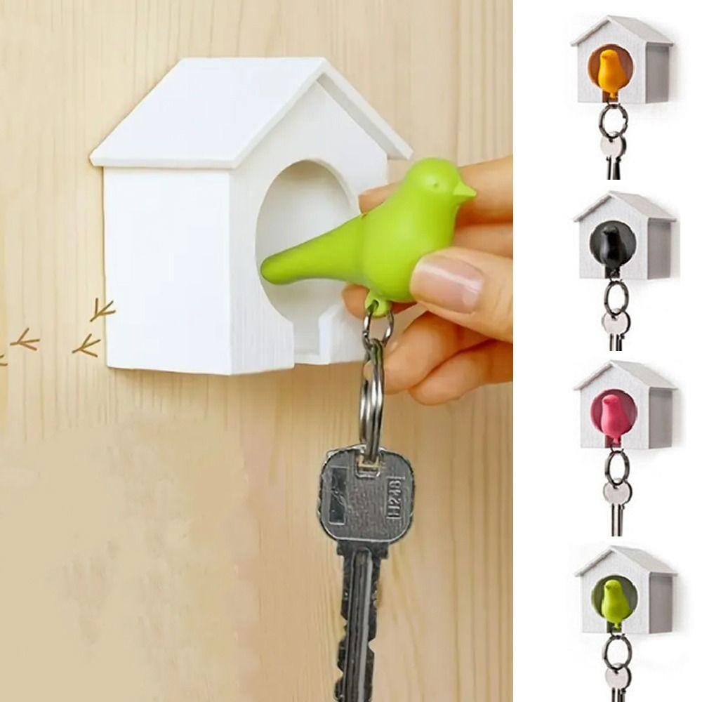 Wall Mounted Sparrow House Keychain Birdhouse Shape Key Hanger Creative Sparrow Key Holder Home