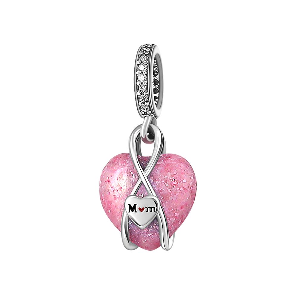 925 Silver Pink Series Cake Wings Flower Heart Pig House Donut Charm Bead Fit Bracelet DIY For Woman Girl Jewelry