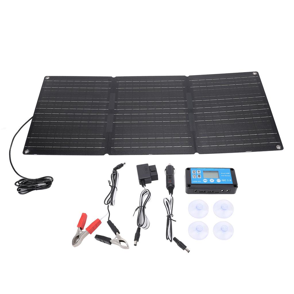 100W Portable Foldable Solar Panel Kit Solar Controller 2 USB Output Support Car OBD Charging Water Resistant for
