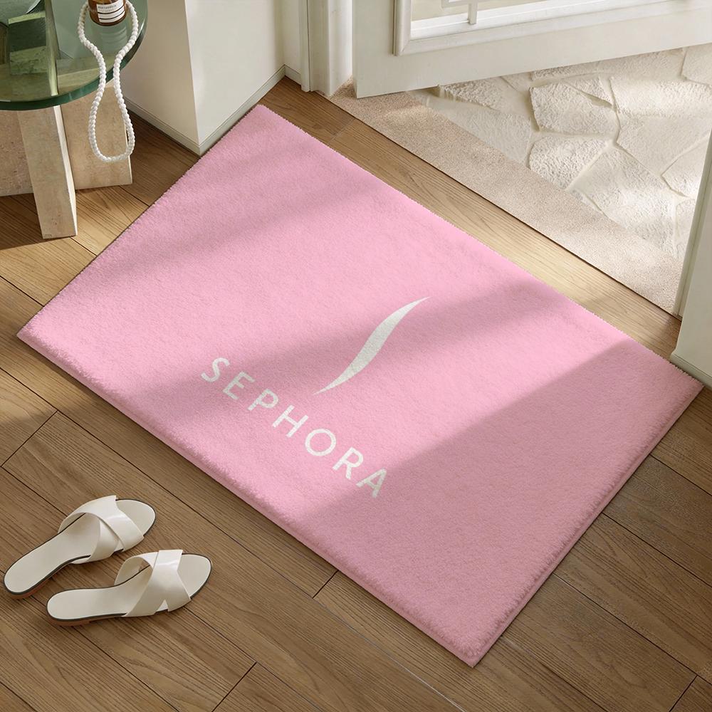 Fashion S-sephora Logo Floor Mat Soft Flannel Non-Slip Door Mat - Thickened Rug for Living Room Home Decor