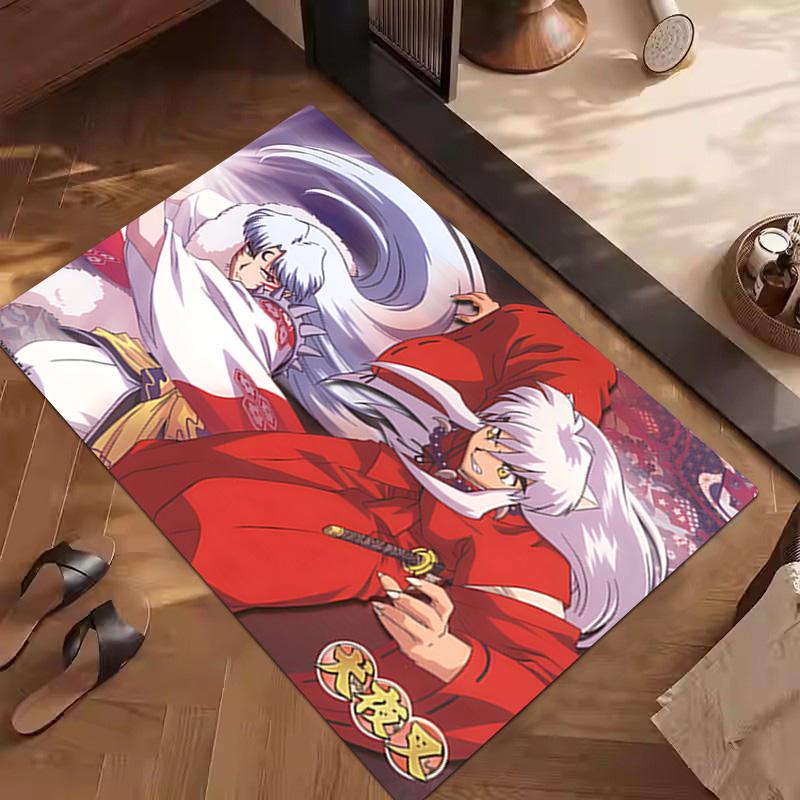 Inuyasha Vs Sesshomaru Carpet Office Decorative Carpet For Living Room Bedroom Door Mat Floor Rug Computer Chair Area Rug holiday gift