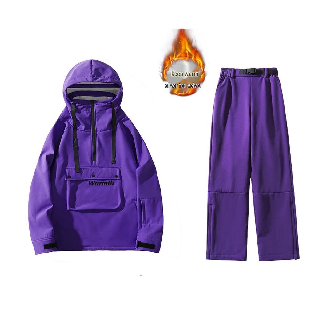 Унисекс Толстый Лыжный Костюм с Капюшоном - Модная Зимняя Спортивная Одежда для Пар