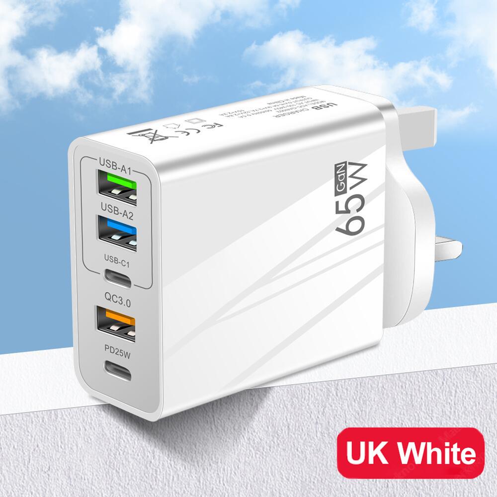 65W GaN USB Charger PD Type C Fast Charging Phone Charger Power Adpaters For iPhone 15 14 Xiaomi Samsung EU/US Plug Wall Charger