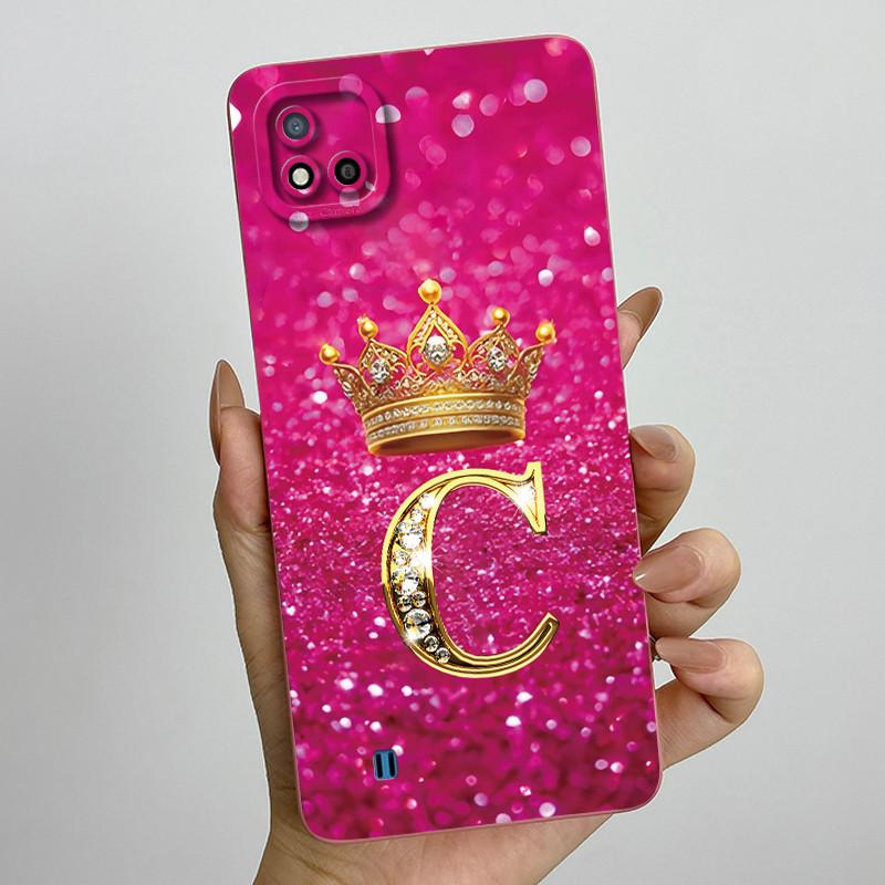 Для Realme C11 2021 RMX3231 C20 Чехол Корона Буква Жидкий Силикон Мягкие Чехлы для Телефона Для RealmeC20 C20A Полная Защита Задняя Крышка