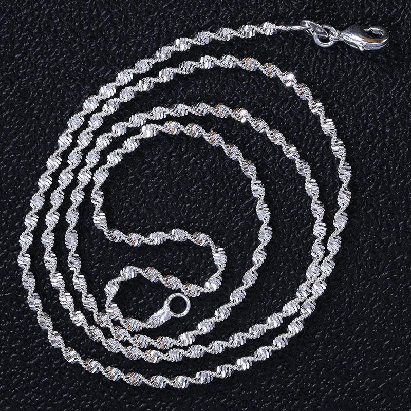 Кулон 'Груша' с инкрустацией рубинами и посеребренной цепочкой 'Двойная водная волна' из серебра S925