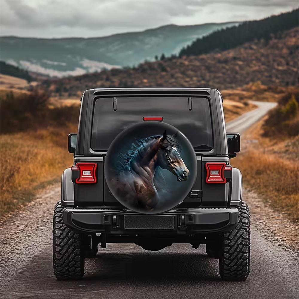 1pc Horse Pattern Car Tire Cover, Stylish Universal Wheel Hub Protector, Spare Tire Protection, Perfect Fit, Easy To Install, Su