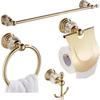 Luxury European Towel Rack Crystal Gold Plated Stainless Steel Bathroom Wall Mounted Towel Bar