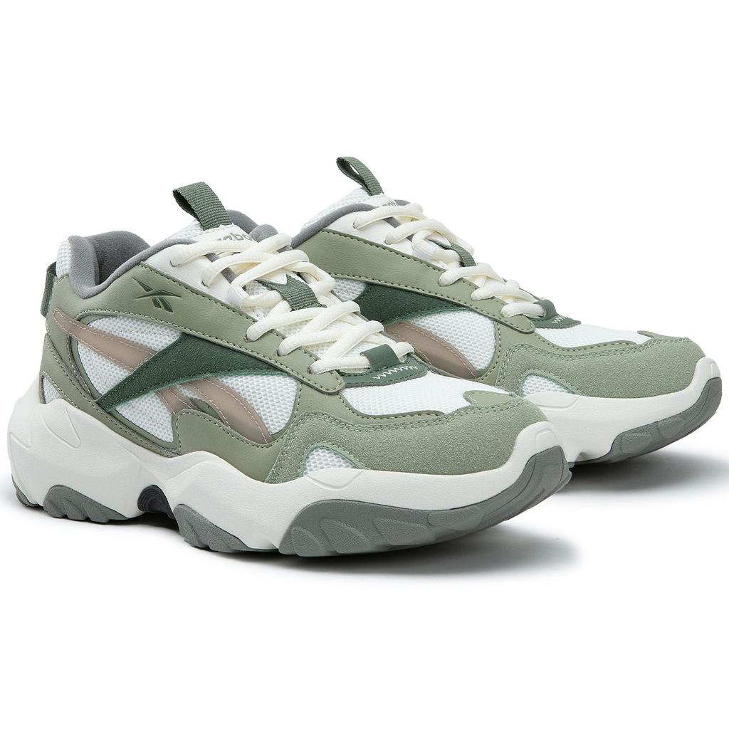 Reebok Fluffi Puff CN Классические Универсальные Кроссовки на Толстой Подошве Низкие Унисекс кроссовки Бело-зеленые 24FRC913U1GL5