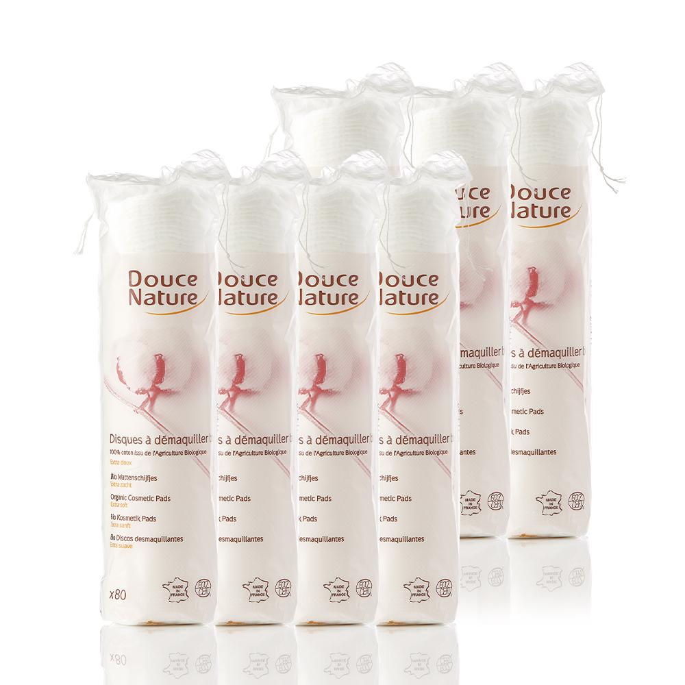 Круглые ватные диски Douce nature Organic из 100% хлопка, 80 шт. x 7