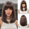 European and American Women's Golden Wig, Straight Bob Style, Medium Length Layered Synthetic Wig, Fashionable and Trendy Women's Wig