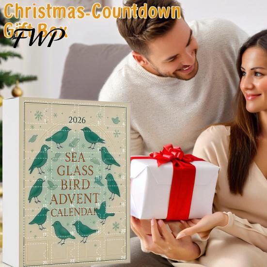 Bird Hanging Decorations for Windows Sea Glass Advent Calendars 2026, 24 Days Christmas Countdown Calendar with Lightweight Acrylic Hangings