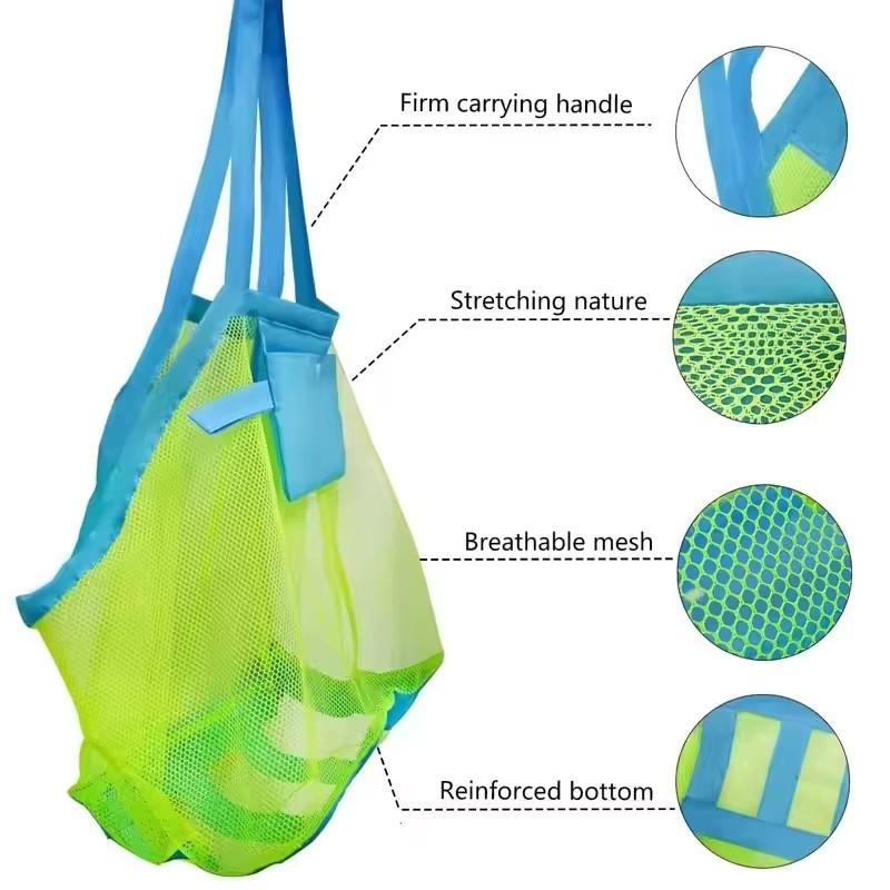 1 Pcs Beach Bag Travel Storage Bag Portable Toy Storage Bag Large Capacity Handheld Beach Bag Foldable Single Shoulder Mesh Bag