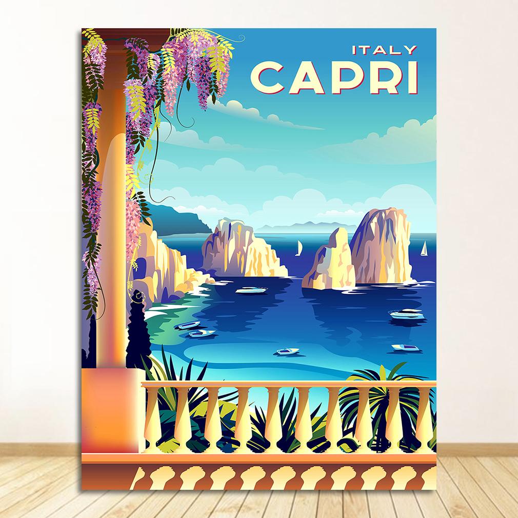 Italy Rome Capri Tuscany Retro Posters and Prints Travel Cities Landscape Wall Art Picture Bedroom Hd Print Vintage Art Painting
