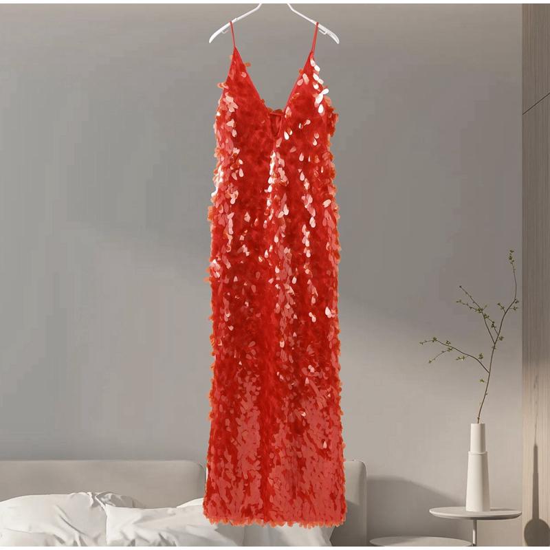 Женское вечернее платье с пайетками и бретельками, без рукавов, с открытой спиной, с высокой талией, длиной до пола, на день рождения