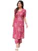 ANNI DESIGNER Women's Rayon Viscose Straight Printed Kurta with Pant (Tisur Pink_XXL_Pink_XX-Large)