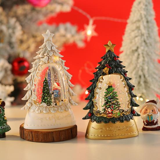 Рождественский вертеп, елка-шар с кружащейся водой, сверкающими огнями, настольная фигурка Санта-Снеговика для домашнего декора